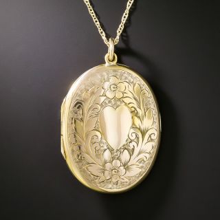 English Victorian Engraved Oval Locket - 4