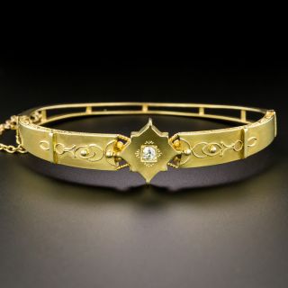 English Victorian Etruscan Revival Diamond Bangle Bracelet - 2