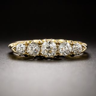 English Victorian Five-Stone Carved Diamond Ring, Circa 1905 - 3