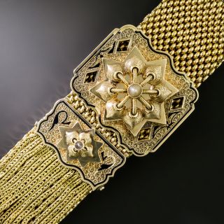 English Victorian Mesh Tassel Bracelet, Circa 1870 - 1