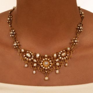 English Victorian Natural Pearl Necklace