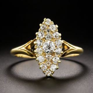 English Victorian Navette Diamond Cluster Ring - 3