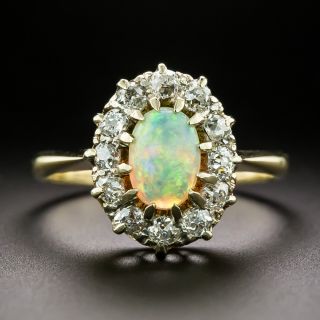 English Victorian Opal and Diamond Halo Ring - 5