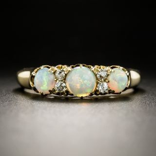 English Victorian Opal and Diamond Three-Stone Ring, Circa 1894  - 3