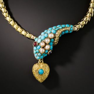 English Victorian Persian Turquoise Snake Bracelet - 2