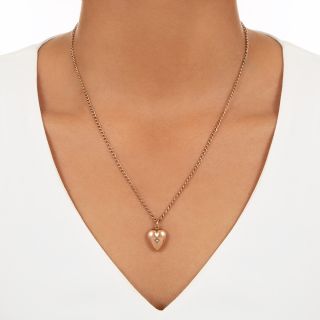 English Victorian Petite Puffed Heart Necklace