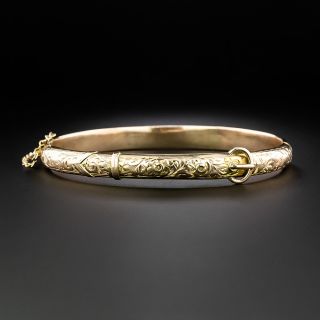English Victorian Rose Gold Buckle Bangle Bracelet - 2