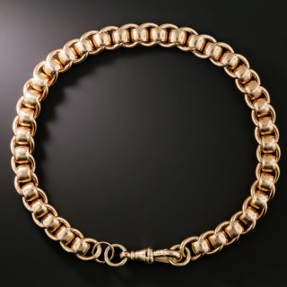 English Victorian Rose Gold Round Link Bracelet - 2