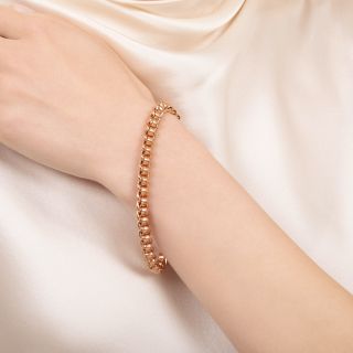 English Victorian Rose Gold Round Link Bracelet