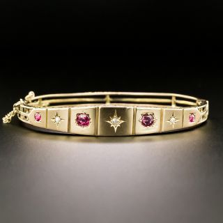 English Victorian Ruby and Diamond Bangle Bracelet, Circa 1896 - 2