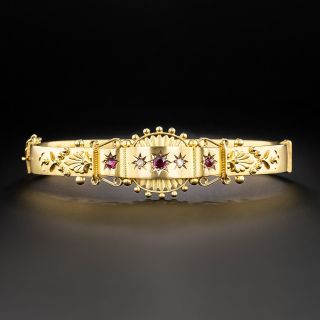 English Victorian Ruby and Diamond Bangle Bracelet, Circa 1905 - 2