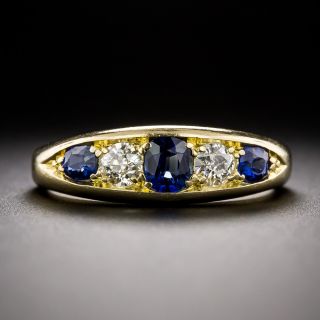 English Victorian Sapphire and Diamond Gypsy Ring  - 3