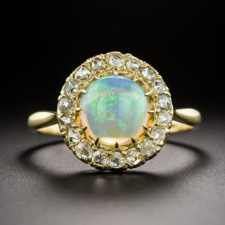 English Victorian-Style Opal And Rose-Cut Diamond Halo Ring - 3