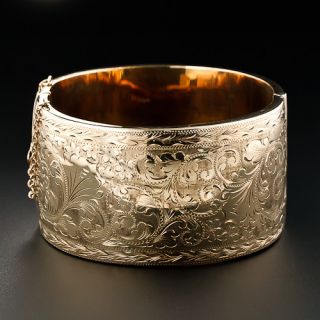 English Victorian Style Wide Engraved Bangle