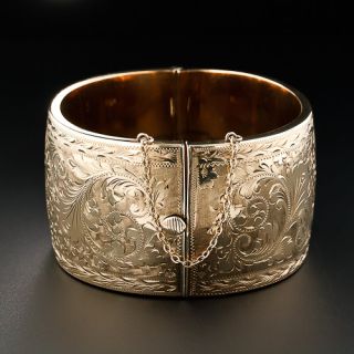 English Victorian Style Wide Engraved Bangle