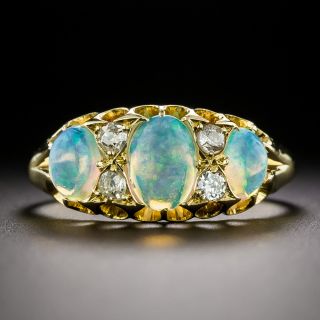 English Victorian Three-Stone Opal and Diamond Ring, Circa 1905 - 4