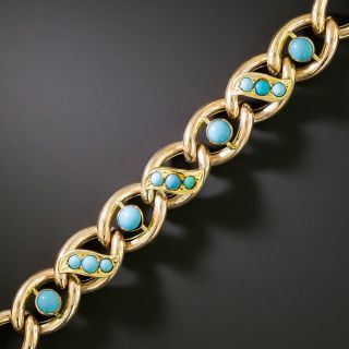 English Victorian Turquoise Curb Link Bracelet  - 3