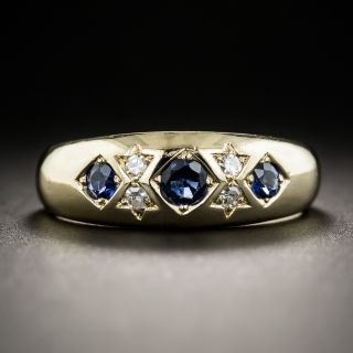 English Vintage Sapphire and Diamond Band Ring - 1