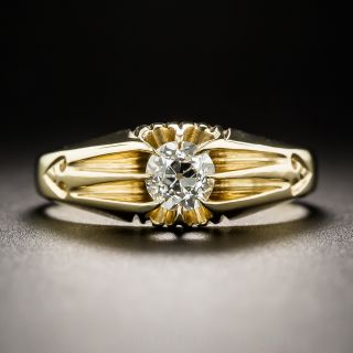 English Yellow Gold .50 Carat Diamond Vintage Solitaire Ring