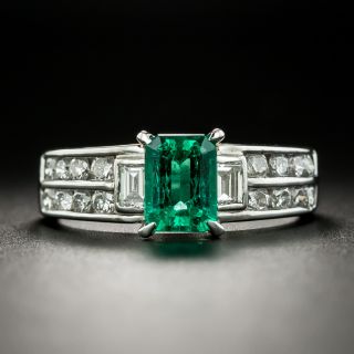 Estate 1.00 Carat Colombian Emerald and Diamond Ring - 2