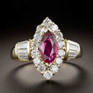 Estate 1.00 Carat Marquise Ruby Diamond Ring - 3