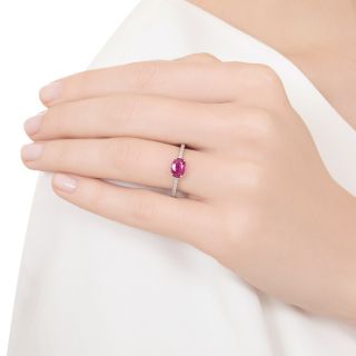 Estate 1.09 Carat Burmese Ruby and Diamond Ring -  GIA