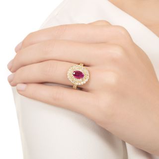 Estate 1.10 Carat Ruby and Diamond Halo Ring