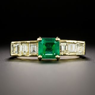 Estate 1.13 Carat Emerald and Diamond Step Ring - 3