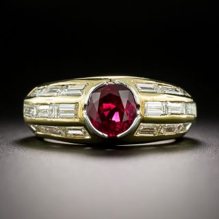 Estate 1.17 Carat Ruby and Baguette Diamond Ring - 11