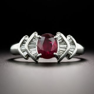 Estate 1.17 Carat Ruby and Baguette Diamond Ring - 3