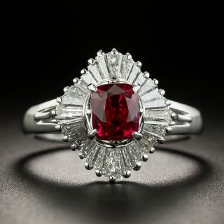 Estate 1.19 Carat Red Spinel and Baguette Diamond Ballerina Ring - 0