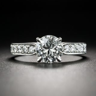 Estate 1.20 Carat Round Brilliant Diamond Platinum Engagement Ring - GIA H VS1 - 1