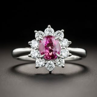 Estate 1.23 Carat Pink Sapphire and Diamond Halo Ring - 2