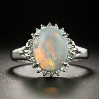 Estate 1.25 Carat Opal and Diamond Halo Ring - 1