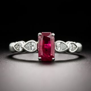 Estate 1.31 Carat Emerald-Cut Burmese Ruby and Diamond Ring - 2