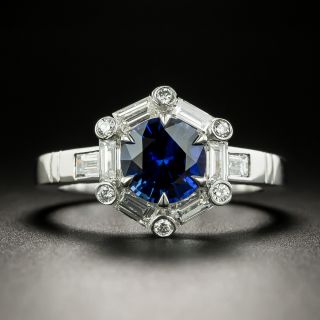 Estate 1.35 Carat Sapphire and Diamond Halo Ring - 3