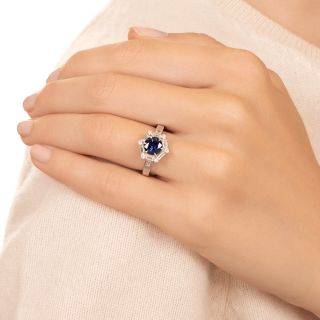 Estate 1.35 Carat Sapphire and Diamond Halo Ring