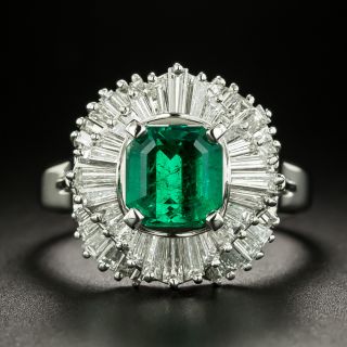 Estate 1.38 Carat Emerald and Diamond Ballerina Ring - GIA - 2