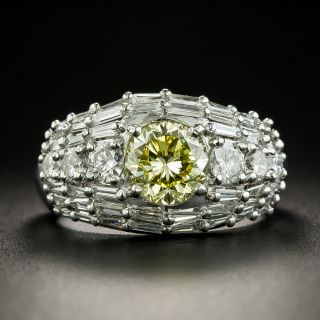Estate 1.43 Carat Natural Fancy Intense Yellow Diamond Ring - GIA - 1
