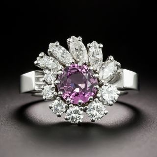 Estate 1.44 Carat Purple Sapphire and Diamond Halo Ring - 2