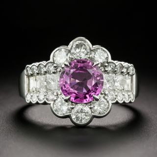 Estate 1.50 Carat No-Heat Purple Sapphire and Diamond Ring - 2