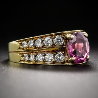 Estate 1.50 Carat Violet Pink Sapphire and Diamond Ring