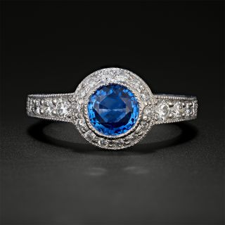 Estate 1.53 Carat Blue Sapphire and Diamond Ring - 2