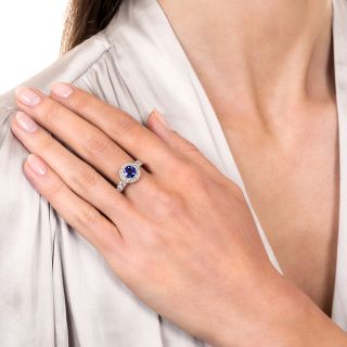 Estate 1.53 Carat Blue Sapphire and Diamond Ring