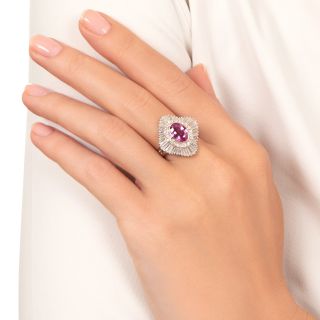 Estate 1.64 Carat Pink Sapphire and Diamond Ballerina Ring