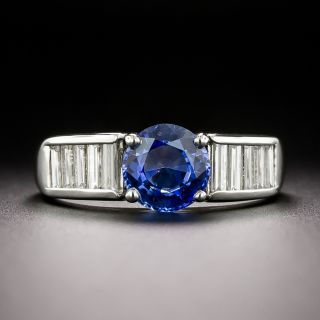 Estate 1.67 Carat Sapphire And Baguette Diamond Ring - GIA  - 2