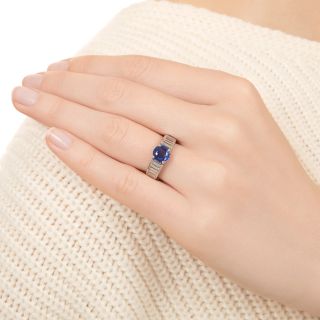 Estate 1.67 Carat Sapphire And Baguette Diamond Ring - GIA 