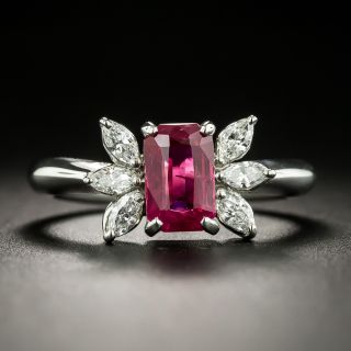 Estate 1.70 Carat Burmese Emerald-Cut Ruby and Diamond Ring - 1