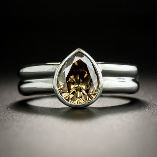 Estate 1.80 Carat Natural Brown Pear-Cut Diamond Engagement Ring - 2