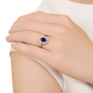 Estate 1.80 Sapphire and Diamond Halo Ring